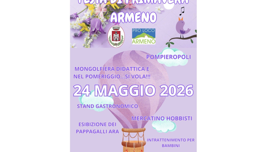 Armeno, il 24 maggio la 